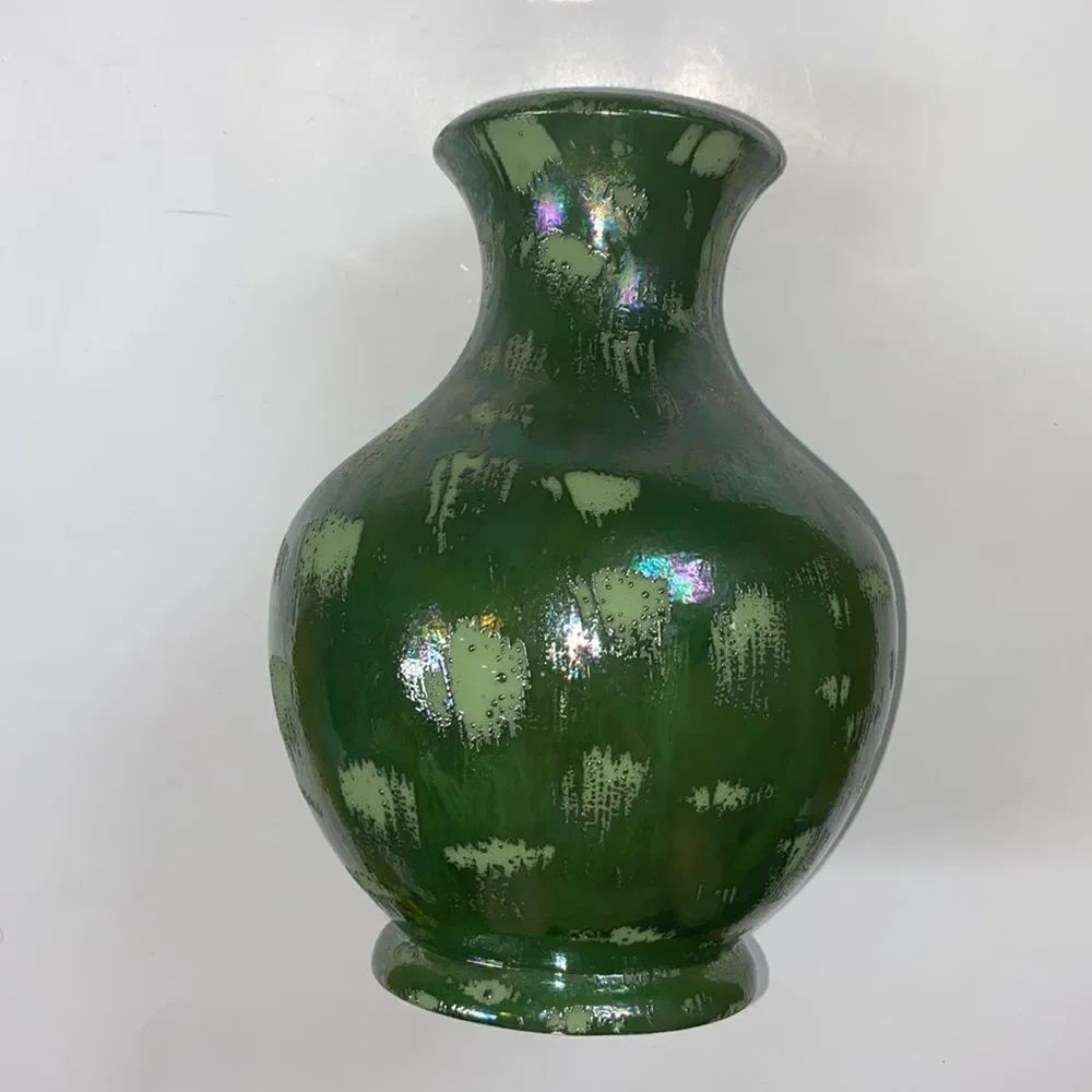 Vintage Handmade Flower Vase Arts Color Green